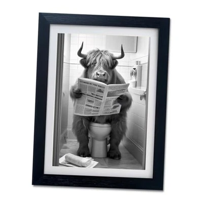 Декор для ванной корова на унитаз картина настенный декор черный 10 «L x 8» W Highland корова - Изображение 1 из 4