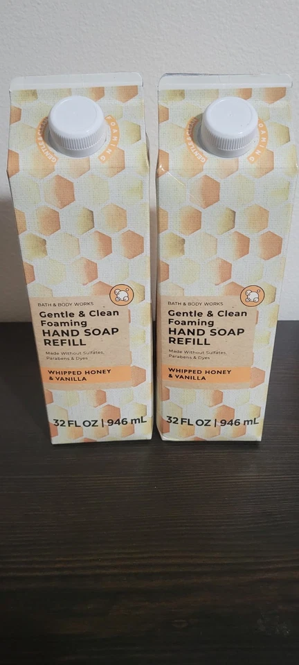 2 Bath & Body Works MIEL BATIDA Y VAINILLA suave espuma jabón de manos recarga 32 oz Foto 1 de 1