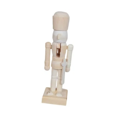 DIY Wooden Christmas Nutcracker Unpainted Nutcracker Figure for Office Shelf - Image 1 of 4