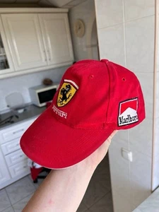 Vintage Ferrari Marlboro Racing Team SnapBack Hat Cap F1 Red Used 1996 USA Y2K - Picture 1 of 14