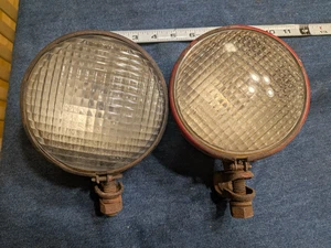 Vintage Guide Tractor Work Lights Pair Farmall IH Hot Rod Rat Rod Lamps - Bild 1 von 6
