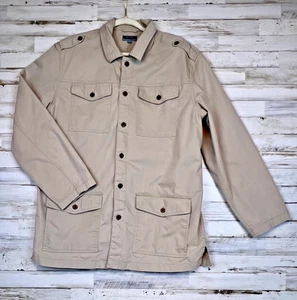 TravelSmith Khaki Safari Field Jacket Men’s L Lightweight Utility Button Front - Picture 1 of 8