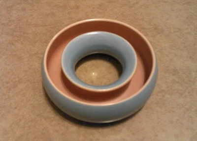 POOLE POTTERY Ceramic POSY FLORAL RING Vase PALE BLUE CORAL - Image 1 of 2