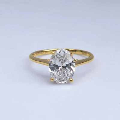 2.01ct Oval Cut Lab-Grown Diamond Solitaire Ring E/VS1 14K Yellow Gold IGI - Image 1 of 4