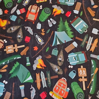 Benartex Moose Creek Lodge Gone Camping Lake Fabric FQ HY BTY By the Yard - Image 1 of 4