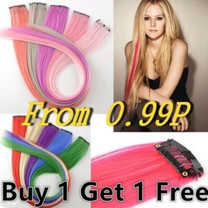 Rainbow Clip In Highlight Streaks Festival Long like Human Hair Extensions UK  - Picture 1 of 52