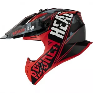 Broken Head Casco da Cross Squadrone Rebelution Mimetico Rosso - Foto 1 di 16