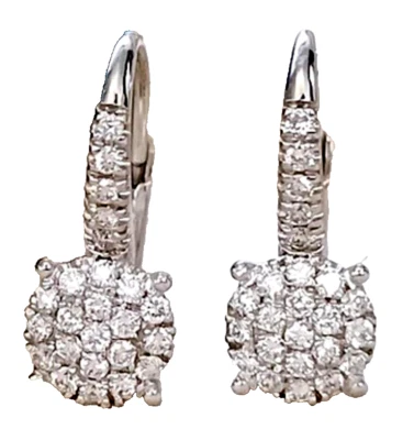 1.00ct Natural round Diamond 14k solid white gold wedding hoops earrings - Image 1 of 3