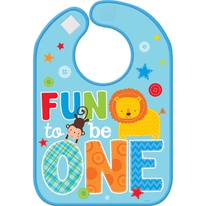 One Wild Boy Baby Bib 1st FIRST Birthday Party Supplies Fun To Be One Vinyl Bib - Picture 1 of 3