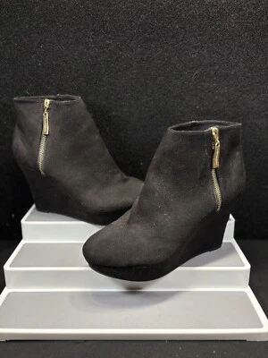 Botín de cuña Christian Soriano negro imitación gamuza cremallera dorada talla 9 Foto 1 de 4