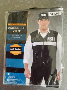 EUC FBII Forensic Vest Adult Costume Crime Scene Black Zip Sleeveless FBI - Picture 1 of 1