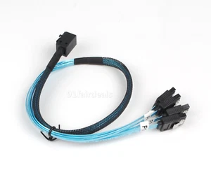 Mini SAS SFF-8643 to 4 SATA 7pin hard disk 6Gbps data Server Raid Cable 0.5M - Picture 1 of 8