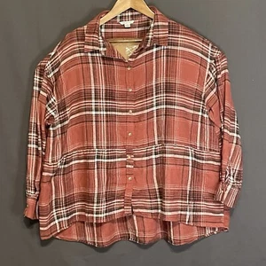 American Eagle Outfitters kariertes Babydoll weiches Flanellhemd mit Knopfleiste Damen L - Bild 1 von 9