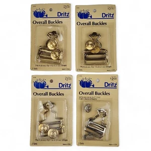 Dritz Overall Schnallen 4 Stück Vintage 80er 3 Messing 1 Silber 1 3/8" & 1 1/8" - Bild 1 von 8