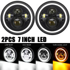 Pair 7Inch Round LED Headlights Headlamps Hi/Lo Beam w/DRL For Hummer H1 H2 Hummer H1