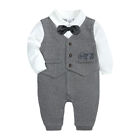 New Baby Boy One Piece Wedding Christening Formal Gentleman Romper Outfit Suit