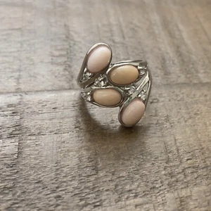 Sterling Silver Larimar and London Cabochon Peruvian Multi Pink Opal Size 7.25 - Picture 1 of 7