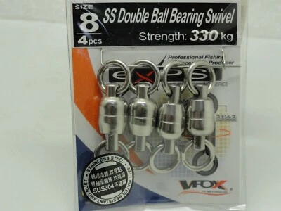 V-FOX 304 SS Double BB Swivel #8 / 330 kg Jigging Popping Lure Big Game Trolling - Image 1 of 4