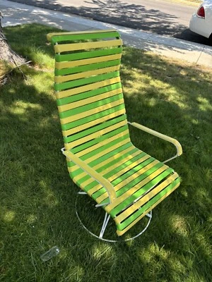 Silla de patio Mid Century Homecrest correas de vinilo basculante giratorio MUY BUEN ESTADO Foto 1 de 4