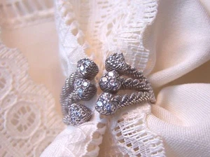 Judith Ripka Sterling Silver Braided Split Shank Cz's 925 Size 5 New! - Picture 1 of 9