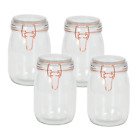 Glass Jar Clip Top Storage 1L Preserve Spice 1000ML Container Pasta Holder 4Pcs