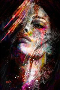 TOILE TABLEAUX  portrait femme  art abstrait       50X70 CM - Imagen 1 de 4