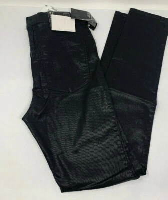 Pantalones H&M Super Slim Negros Aspecto Húmedo Frente Plano Elásticos Spandex/Algodón Talla 2 Foto 1 de 4