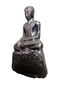Cambodia Silver Buddha Antique c 18th Century Silver Leaf Bhumisparsha mudra - Picture 1 of 16