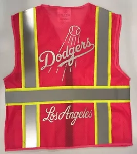 ⚾️ LOS ANGELES DODGERS ⚾️ PINK REFLECTIVE SAFETY VEST W/SILVER REFLECTIVE LOGO - Picture 1 of 3