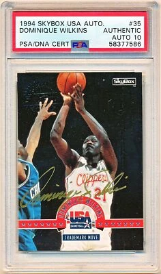 1994 Skybox USA Dominique Wilkins Autographs w/Stamp Auto #35 PSA/DNA 10 - QTY — 第 1/2 张图片