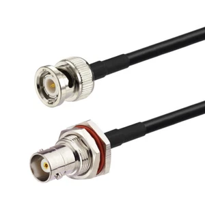 BNC Male to BNC Female Bulkhead Mount RG58 Antenna Adapter RF Pigtail Cable 1.5m - Picture 1 of 3
