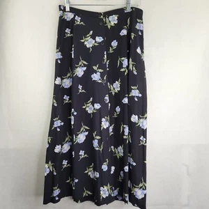 Vintage TR Bentley Womens Skirt Long Floral Rayon Black Button Front Floral - Picture 1 of 8
