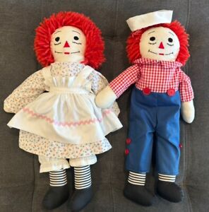 Nice 🔥 Raggedy Ann and Andy dolls Handmade Vintage Cute!! 19” Sewed