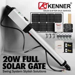 KENNER Full Solar Powered Automatic Swing Gate Opener 5 x Remote 9Ah 20W - Picture 1 of 20