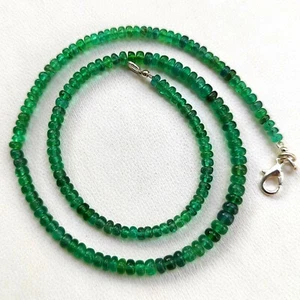 Emerald Green Apatite Gemstone 3 to 5 mm Size Smooth Rondelle Shape Beads 16.5" - Picture 1 of 6