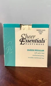Sheer Essentials Nylon Pantyhose Queen Size Regular Ivory 557 Reinforced Panty - Picture 1 of 12