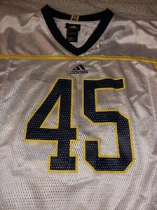 University Of Michigan Wolverines Football Jersey #45 Adidas Youth L 14 16 White - Picture 1 of 12