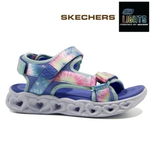 GIRLS KIDS SKECHERS FLASHING LIGHTS LED SUMMER BEACH HOLIDAY MULES SANDALS SIZE - Picture 1 of 25