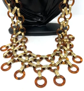 Vintage Yves St. Laurent YSL Gürtel / Halskette mit "Schildpatt" & Goldgliedern - Bild 1 von 5