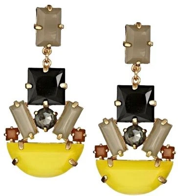 AMAZING RARE KATE SPADE NEW YORK MOD MONEY HUGE STATEMENT EARRINGS YELLOW - Image 1 of 4