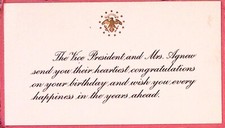 VICE PRESIDENT SPIRO AGNEW BIRTHDAY GREETING CARD