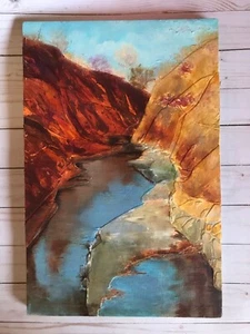 Oil Painting Arizona Southwest Grand Canyon Or Sedona Red Rock River Landscape - Picture 1 of 9