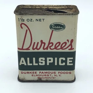 Durkees All Spice Tin Can Glidden Vintage Grocery Elmhurst NY 1 1/2 oz - Picture 1 of 12