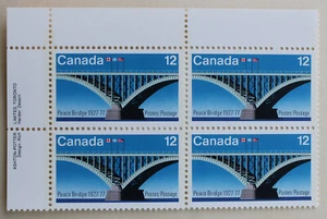 Canada 12 cent stamps 1977  Corner Block MNH  # 737 Peace Bridge - Picture 1 of 1