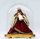 Antique French Holy Mary With Child Jesus in Wax with Glass Dome