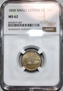 NGC MS-62 1858 Small LT Flying Eagle Cent, Razor-Sharp, Blazing specimen! - Picture 1 of 2