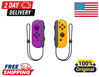 Nintendo Switch Joy-Con Pair | Neon Purple & Neon Orange | Wireless Controllers - Image 1 of 3