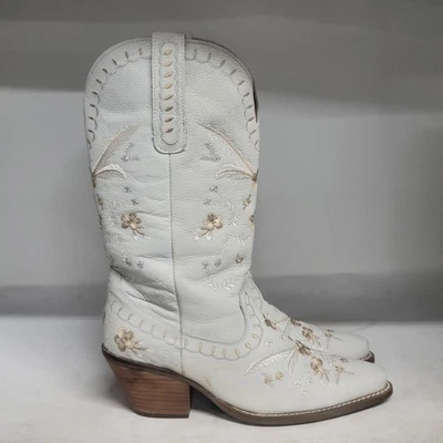 Dingo Full Bloom 西部靴白色女式 9M 码(阅读说明) — 第 1/4 张图片