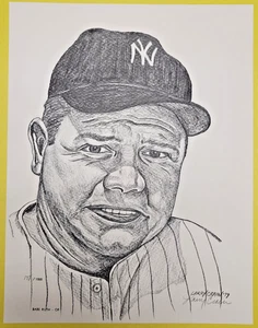Impresión artística vintage 1979 de Babe Ruth MLB béisbol por Larry Crain automático 137/1000 - Imagen 1 de 1