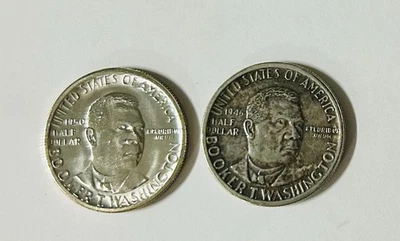 Two Booker T. Washington Commemorative Half Dollars 1946 & 1950 Very Good Cond. - Image 1 of 4